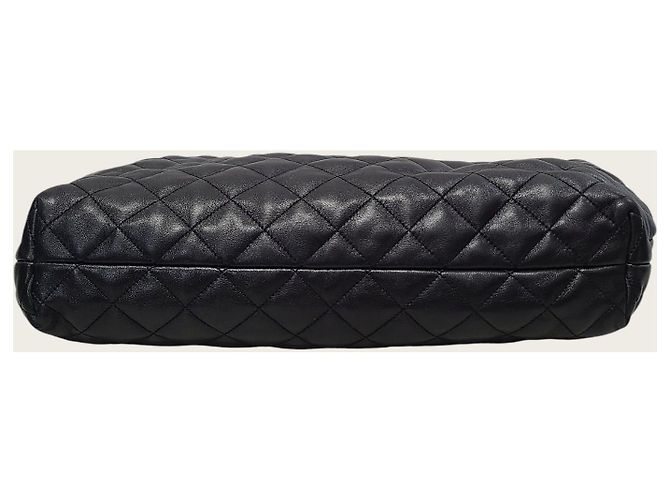 Saint Laurent Maxi Shopper Eye Care in Pelle di Agnello Nera e Oro Nero - vista 6