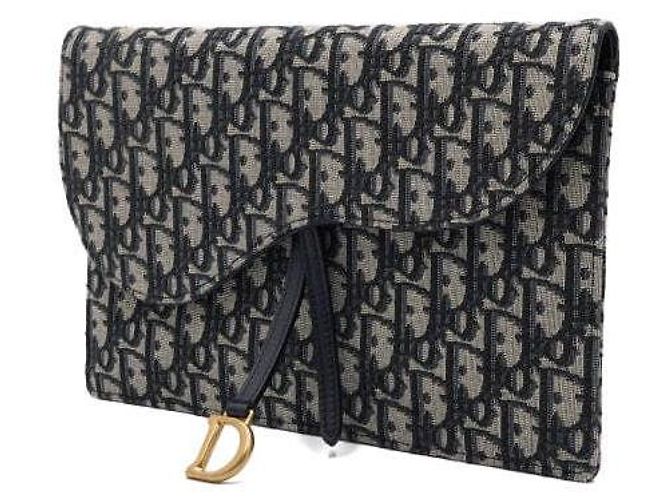 Dior Clutch Oblique Saddle Bag Estate Blu - vista 3