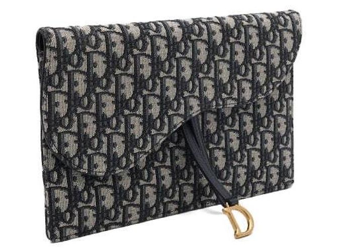 Dior Clutch Oblique Saddle Bag Estate Blu - vista 4