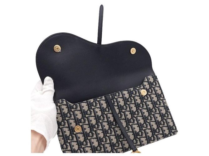 Dior Clutch Oblique Saddle Bag Estate Blu - vista 7