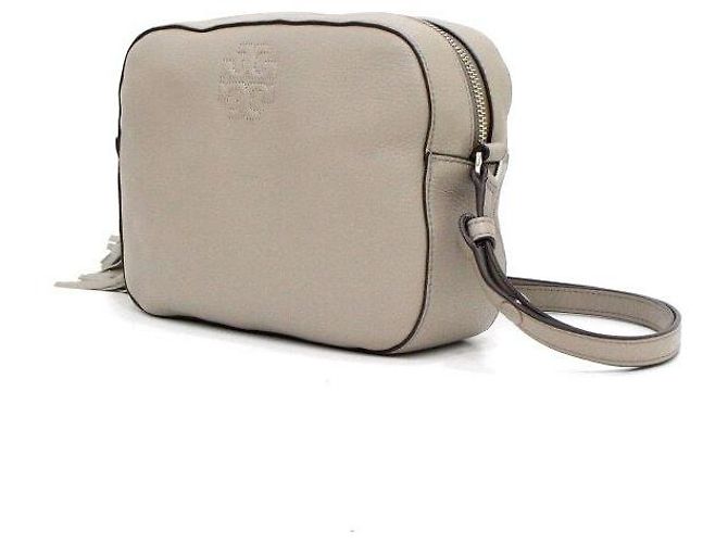 Tory Burch Sac bandoulière et sac caméra en cuir gris avec pompon - vue 3