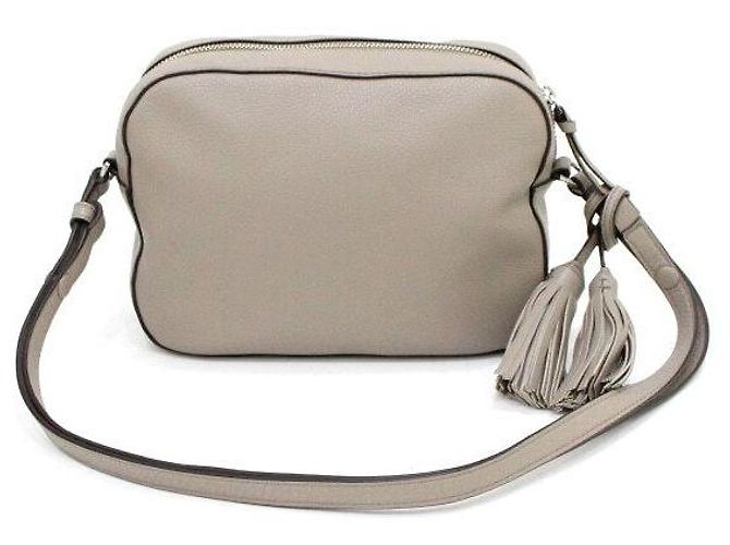 Tory Burch Sac bandoulière et sac caméra en cuir gris avec pompon - vue 4