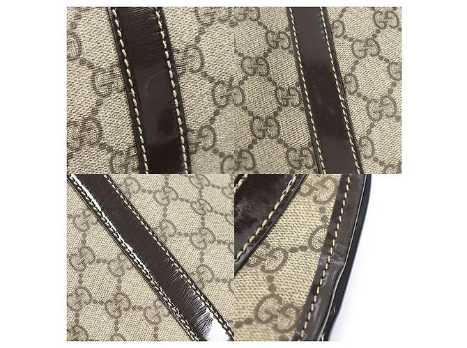 Gucci Borsa Jackie a tracolla in PVC con bordi in vernice GG Logo Marrone - vista 6
