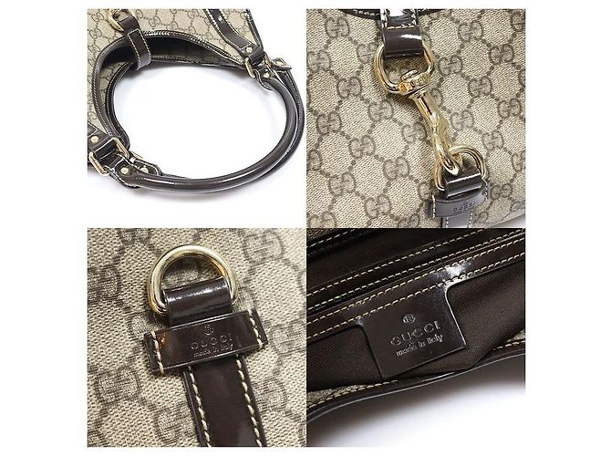 Gucci Borsa Jackie a tracolla in PVC con bordi in vernice GG Logo Marrone - vista 7