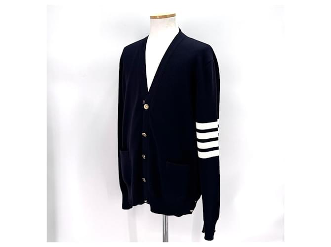 Thom Browne Cardigan mit diagonaler Strickoptik Navy Blau - Ansicht 5