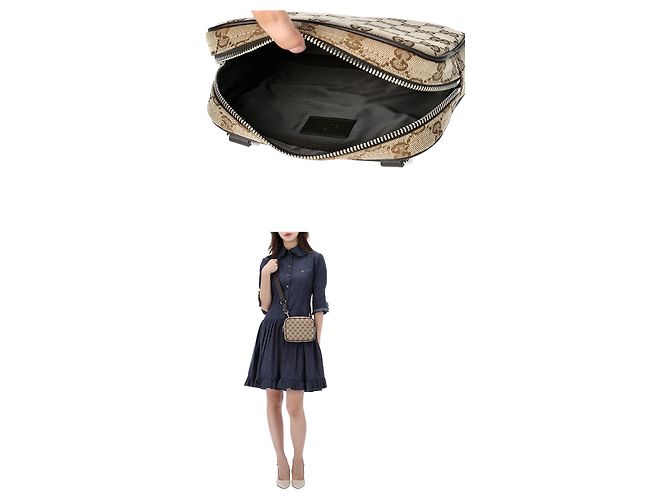 Gucci Mini borsa a tracolla in tela GG FAEON Nero - vista 10