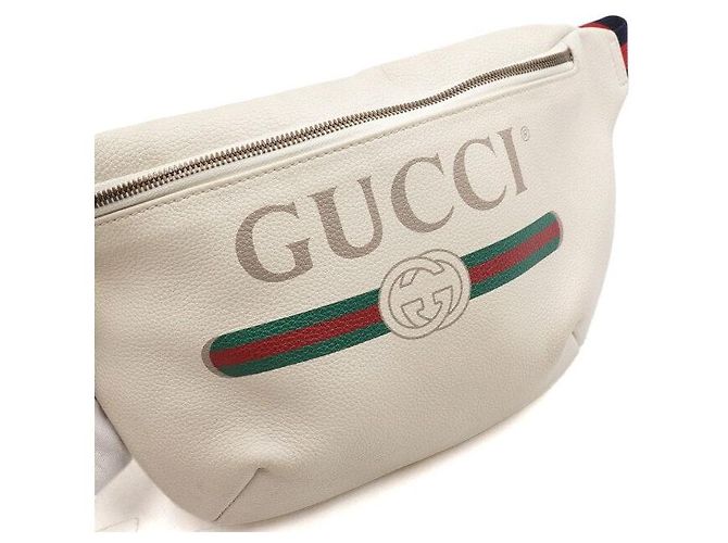 Gucci Borsa a tracolla unisex in pelle con logo stampato Bianco - vista 10