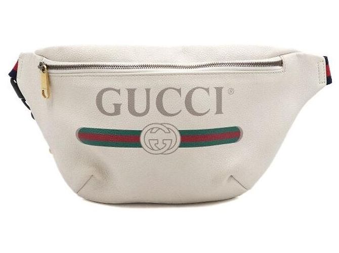 Gucci Borsa a tracolla unisex in pelle con logo stampato Bianco - vista 2