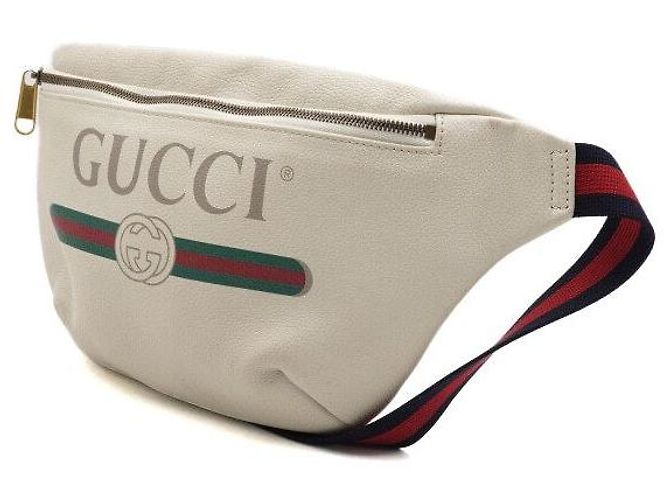 Gucci Borsa a tracolla unisex in pelle con logo stampato Bianco - vista 3