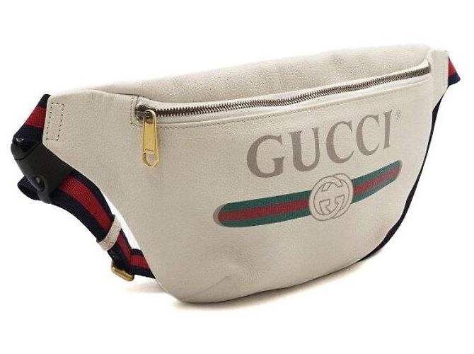 Gucci Borsa a tracolla unisex in pelle con logo stampato Bianco - vista 4