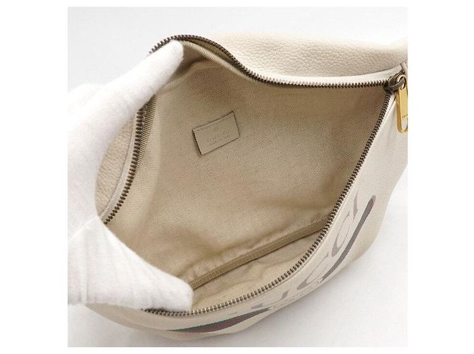 Gucci Borsa a tracolla unisex in pelle con logo stampato Bianco - vista 6