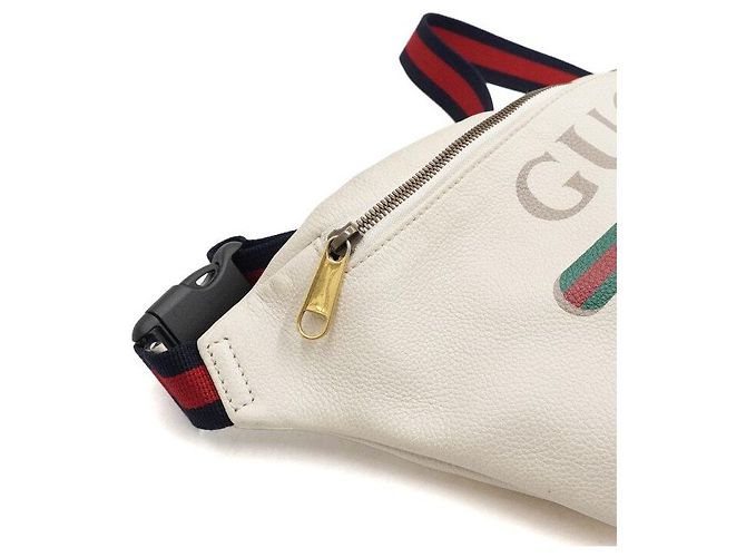 Gucci Borsa a tracolla unisex in pelle con logo stampato Bianco - vista 8