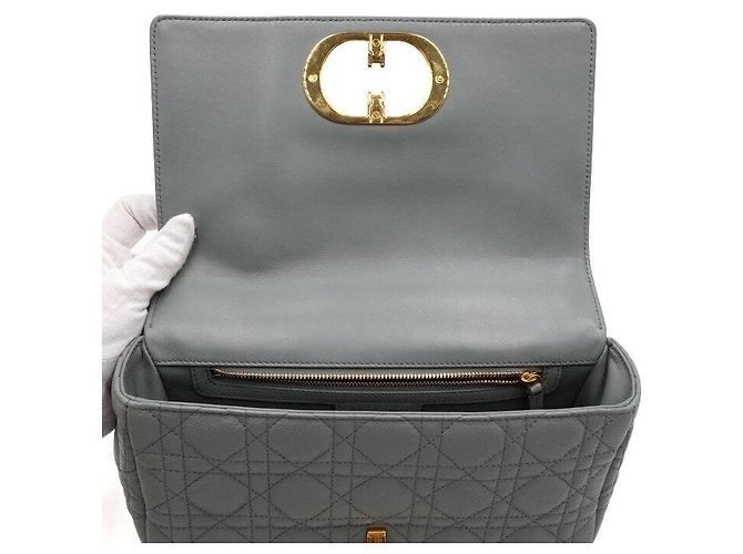 Dior Borsa a Spalla Caro Medium in Stone Grey Marrone - vista 7