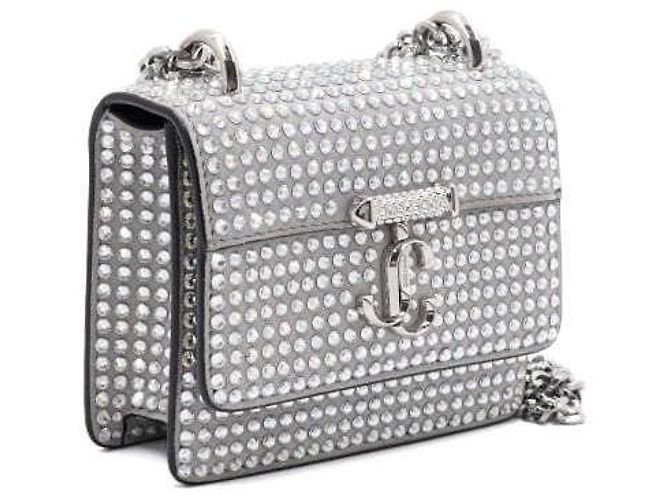 Jimmy Choo Borsa a Spalla e a Tracolla Crystal Decor Silver Chain Argento - vista 3
