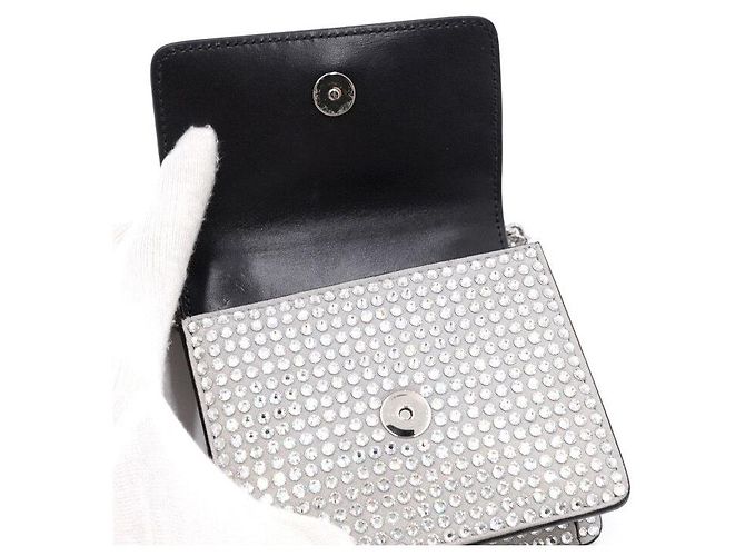 Jimmy Choo Borsa a Spalla e a Tracolla Crystal Decor Silver Chain Argento - vista 6
