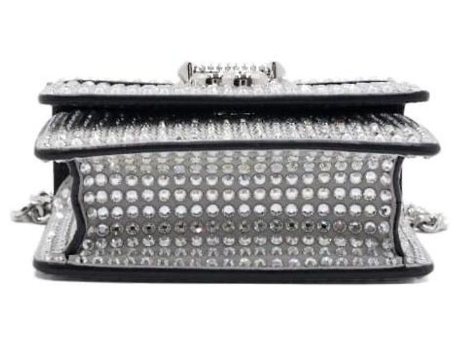 Jimmy Choo Borsa a Spalla e a Tracolla Crystal Decor Silver Chain Argento - vista 7