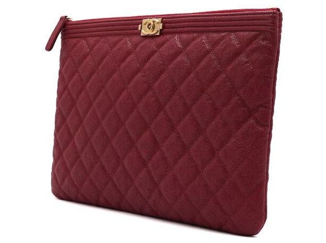 Chanel Clutch Boy Caviar Rossa Rosso - vista 2