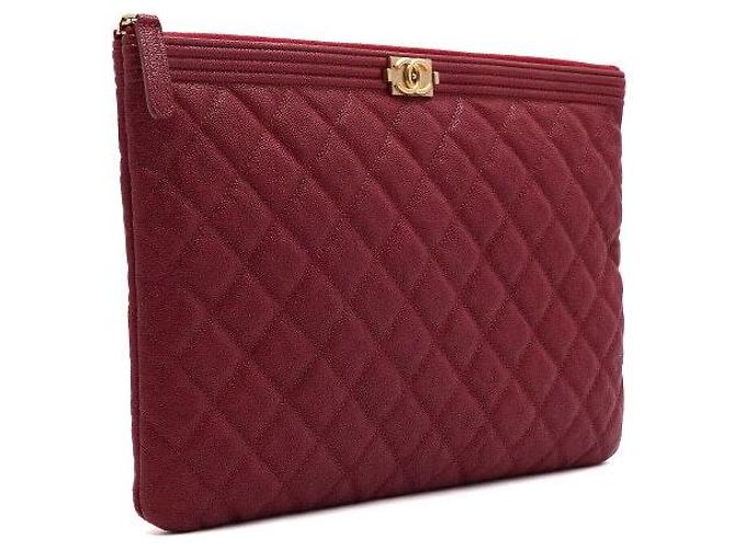 Chanel Clutch Boy Caviar Rossa Rosso - vista 3