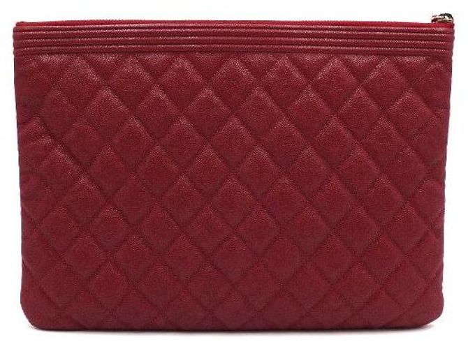 Chanel Clutch Boy Caviar Rossa Rosso - vista 4