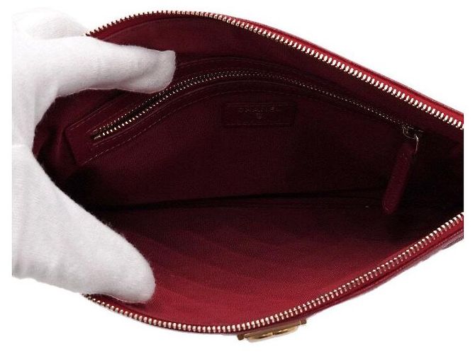 Chanel Clutch Boy Caviar Rossa Rosso - vista 5