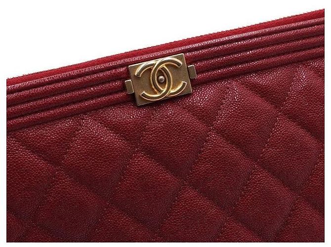 Chanel Clutch Boy Caviar Rossa Rosso - vista 8