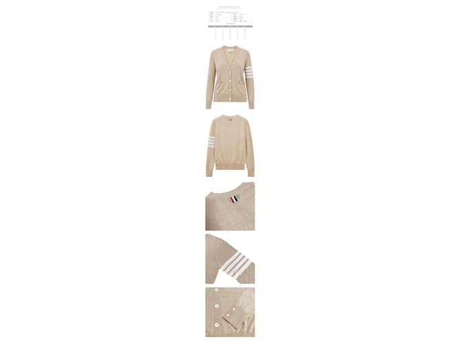Thom Browne Beiger Wollstrickjacke mit diagonalem V-Ausschnitt Braun - Ansicht 2