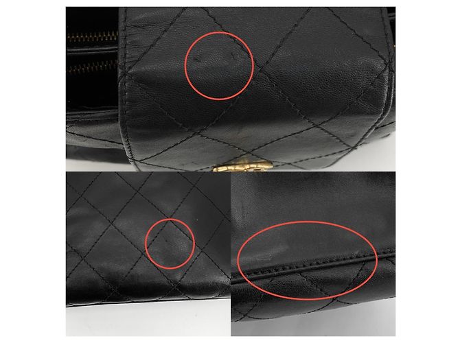 Chanel Vintage gesteppte Schultertasche aus Lammfell Schwarz - Ansicht 8
