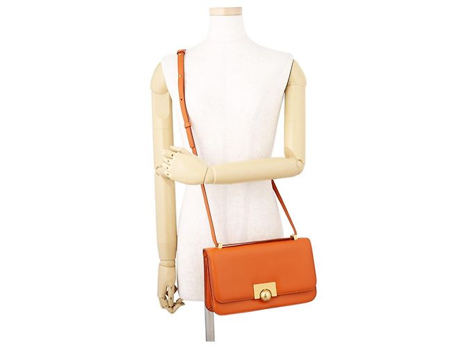 Borsa a tracolla in pelle classica Bottega Veneta Arancione - vista 5