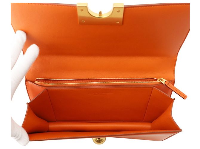 Borsa a tracolla in pelle classica Bottega Veneta Arancione - vista 7