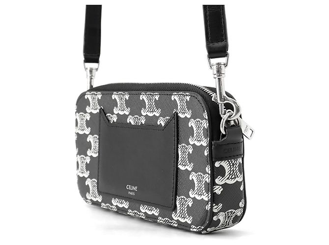 Céline Borsa a tracolla orizzontale in pelle Celine Triomphe Nero - vista 2