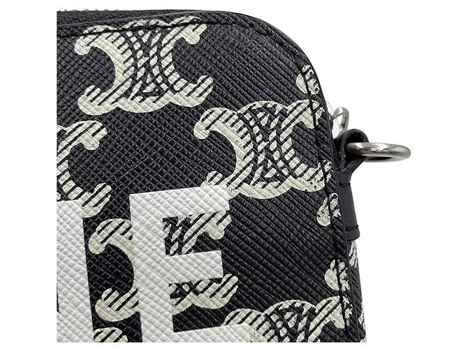 Céline Borsa a tracolla orizzontale in pelle Celine Triomphe Nero - vista 6