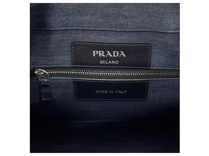 Prada Canvas Tote Bag 1BG356 ABG Schwarz Blau - Ansicht 12