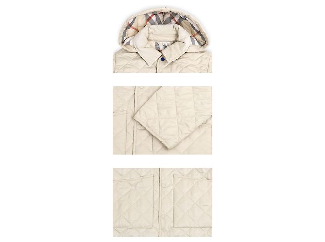 Burberry Gesteppte Kapuzenjacke mit Karomuster für Kinder (Beige) Weiß - Ansicht 3