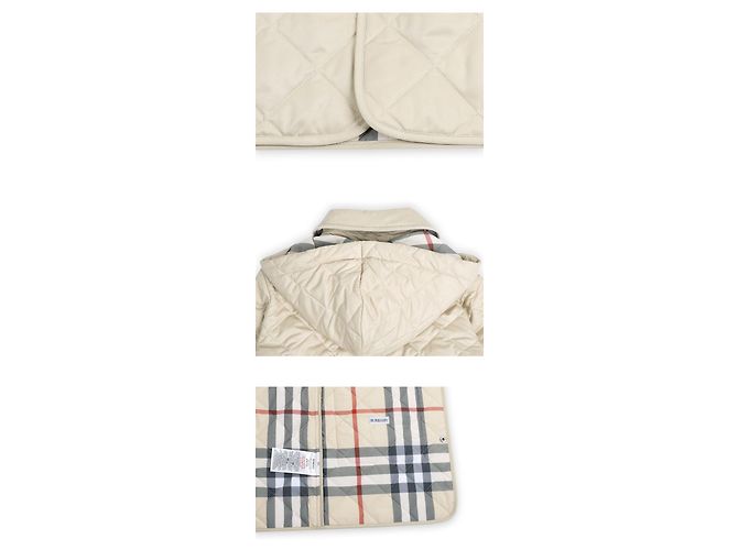 Burberry Gesteppte Kapuzenjacke mit Karomuster für Kinder (Beige) Weiß - Ansicht 4