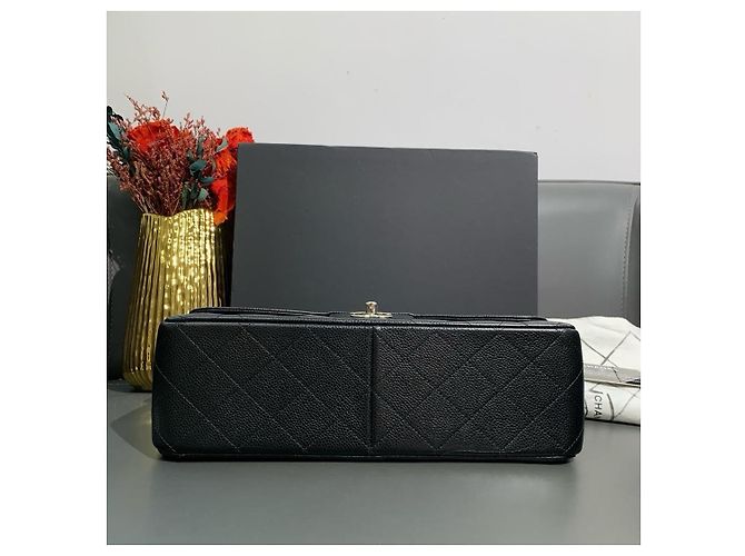 Borsa Chanel Classic Flap Large Pelle Caviar Nero - vista 5