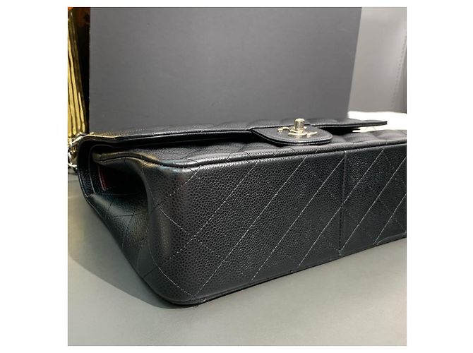 Borsa Chanel Classic Flap Large Pelle Caviar Nero - vista 6