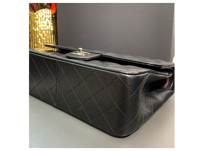 Borsa Chanel Classic Flap Large Pelle Caviar Nero - vista 7