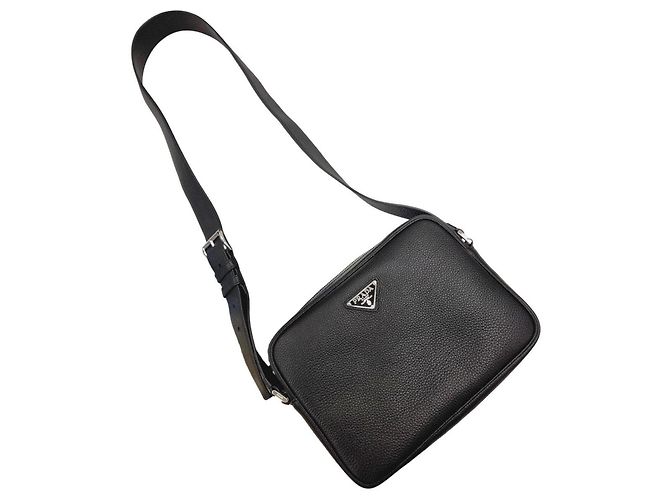 Borsa a tracolla in pelle Vitello Prada Nero - vista 10