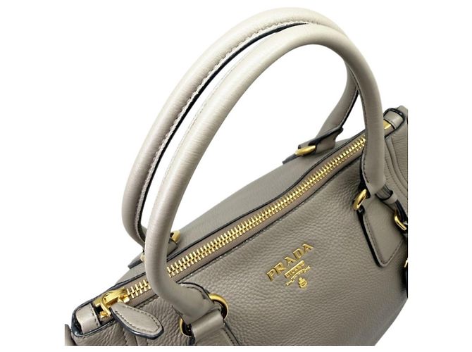 Borsa a mano in pelle Vitello Phoenix PRADA Grigio - vista 11