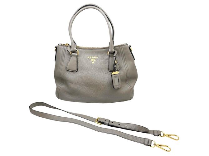 Borsa a mano in pelle Vitello Phoenix PRADA Grigio - vista 13