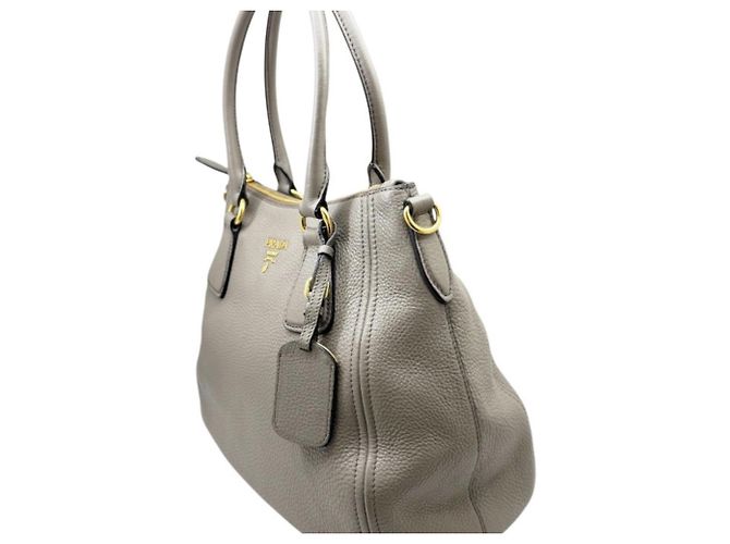 Borsa a mano in pelle Vitello Phoenix PRADA Grigio - vista 3