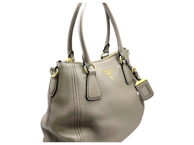 Borsa a mano in pelle Vitello Phoenix PRADA Grigio - vista 4