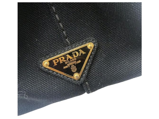Borsa a mano e borsa a tracolla in tela Canapa nera Prada Nero - vista 11