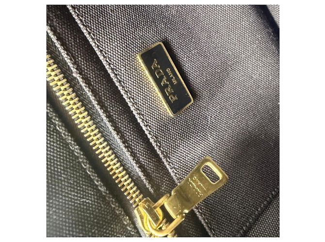 Borsa a mano e borsa a tracolla in tela Canapa nera Prada Nero - vista 14