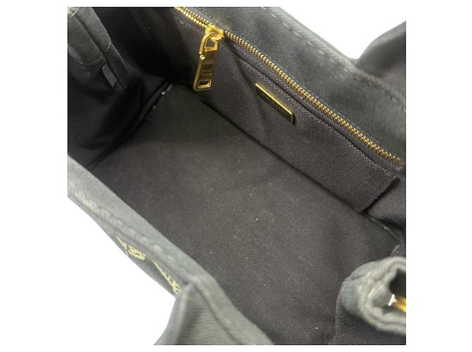 Borsa a mano e borsa a tracolla in tela Canapa nera Prada Nero - vista 16