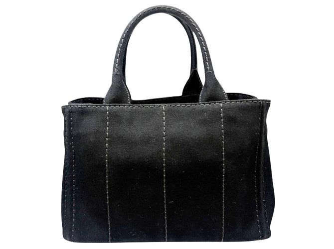Borsa a mano e borsa a tracolla in tela Canapa nera Prada Nero - vista 2