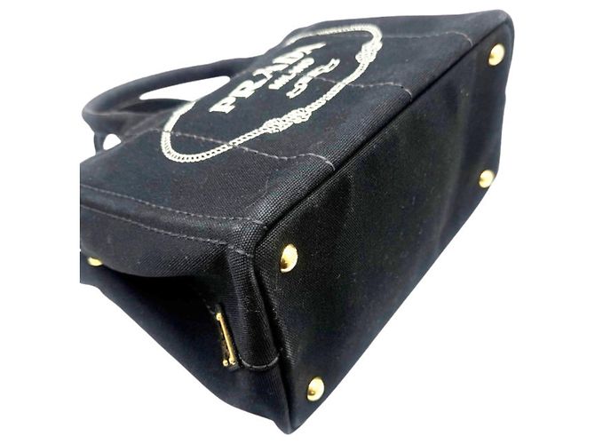 Borsa a mano e borsa a tracolla in tela Canapa nera Prada Nero - vista 5