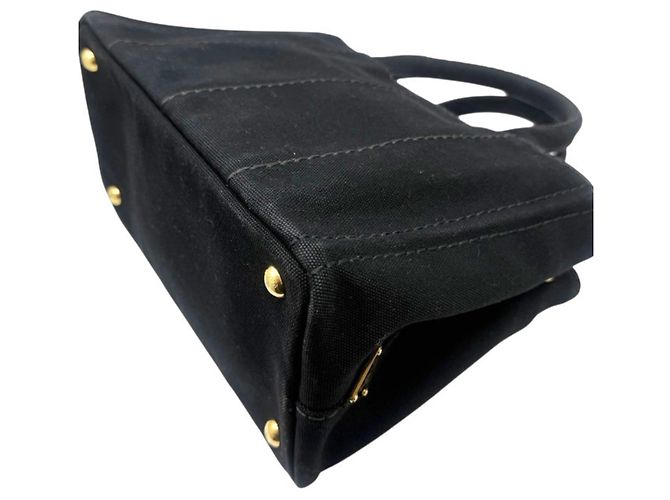 Borsa a mano e borsa a tracolla in tela Canapa nera Prada Nero - vista 8
