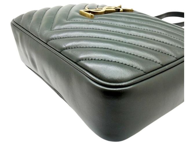 Bolsa de ombro Lou Camera em couro acolchoado Saint Laurent Verde - vista 7