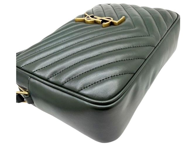 Bolsa de ombro Lou Camera em couro acolchoado Saint Laurent Verde - vista 8